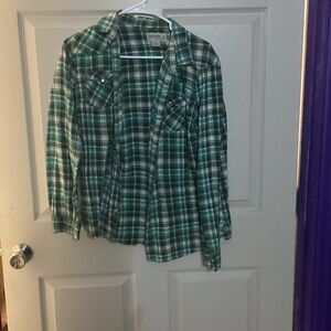 Green Plaid Button Down Shirt